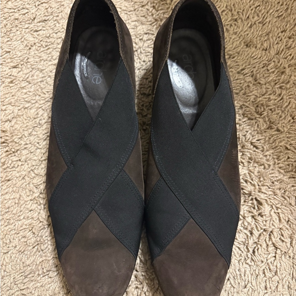Arche Brown Suede Slip-On Shoes